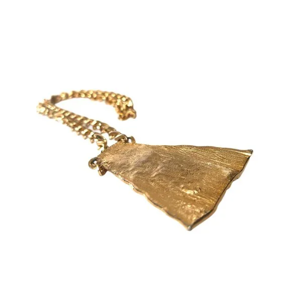 Vintage Gold Pyramid Nugget Necklace, Gold Pendant Necklace, Large Statement - Picture 8 of 10